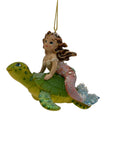 Pink Mermaid Hanging Ornament with Green Turtle 42700