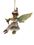 Gold and Pink Fairy Hanging Ornament with Flower Trumpet 42701