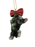 Christmas French Bulldog with Bow Hanging Ornament b 43009