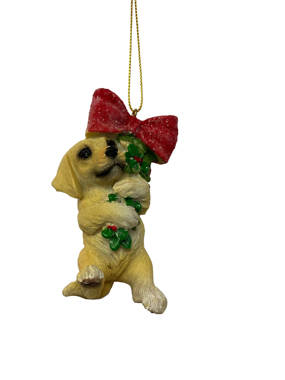 Christmas Puppy with Bow Hanging Ornament c 43009