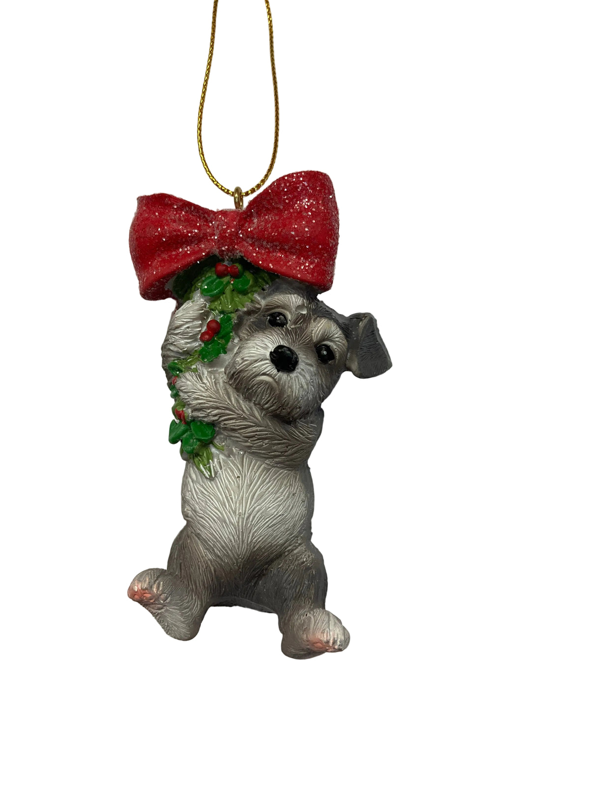 Christmas Schnauzer with Bow Hanging Ornament d 43009