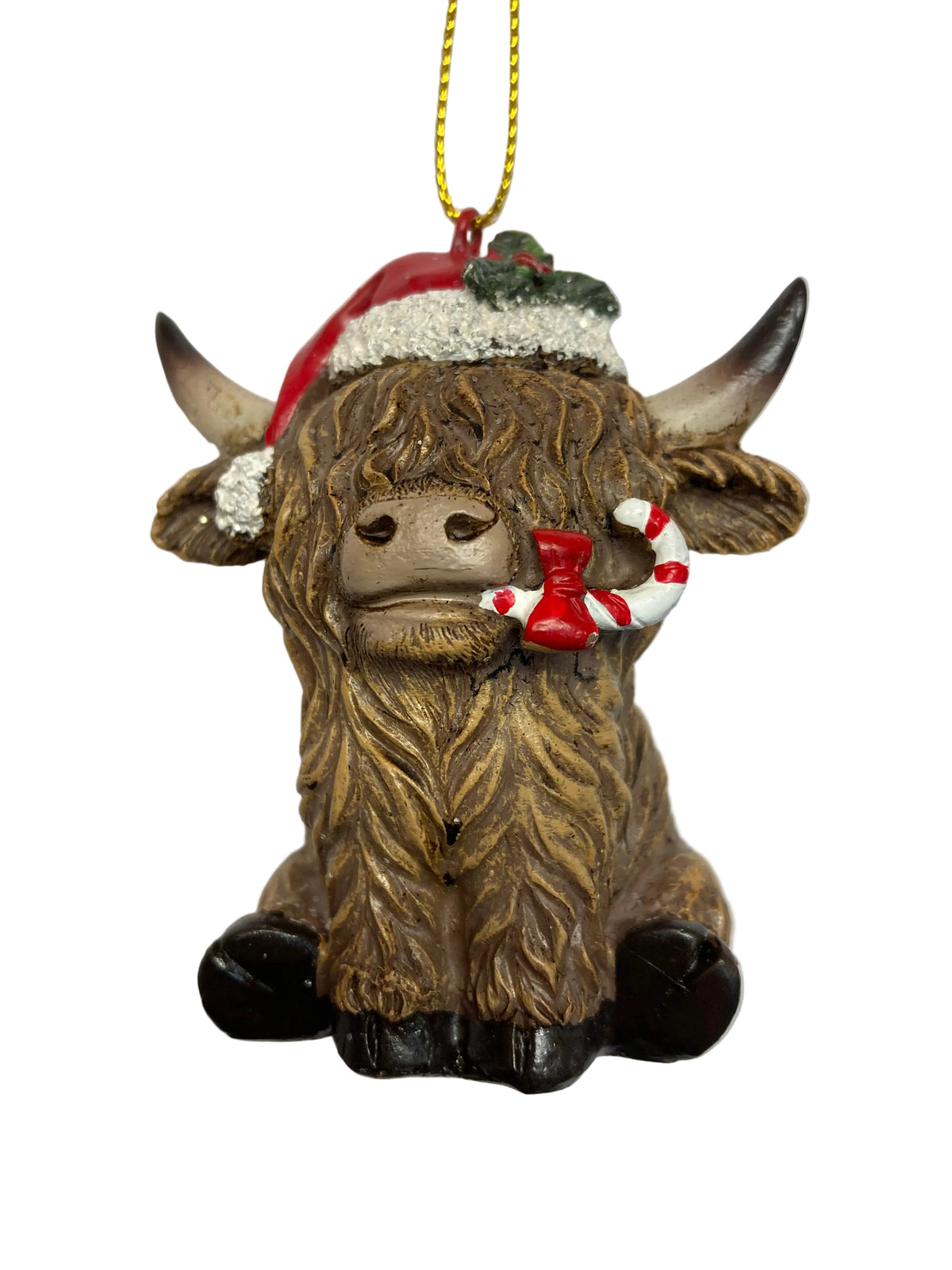 Highland Cow with Candy Cane Christmas  Hanging Ornament 42426