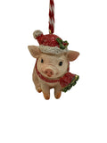 Christmas Pig with Beanie Hanging Ornament 42427