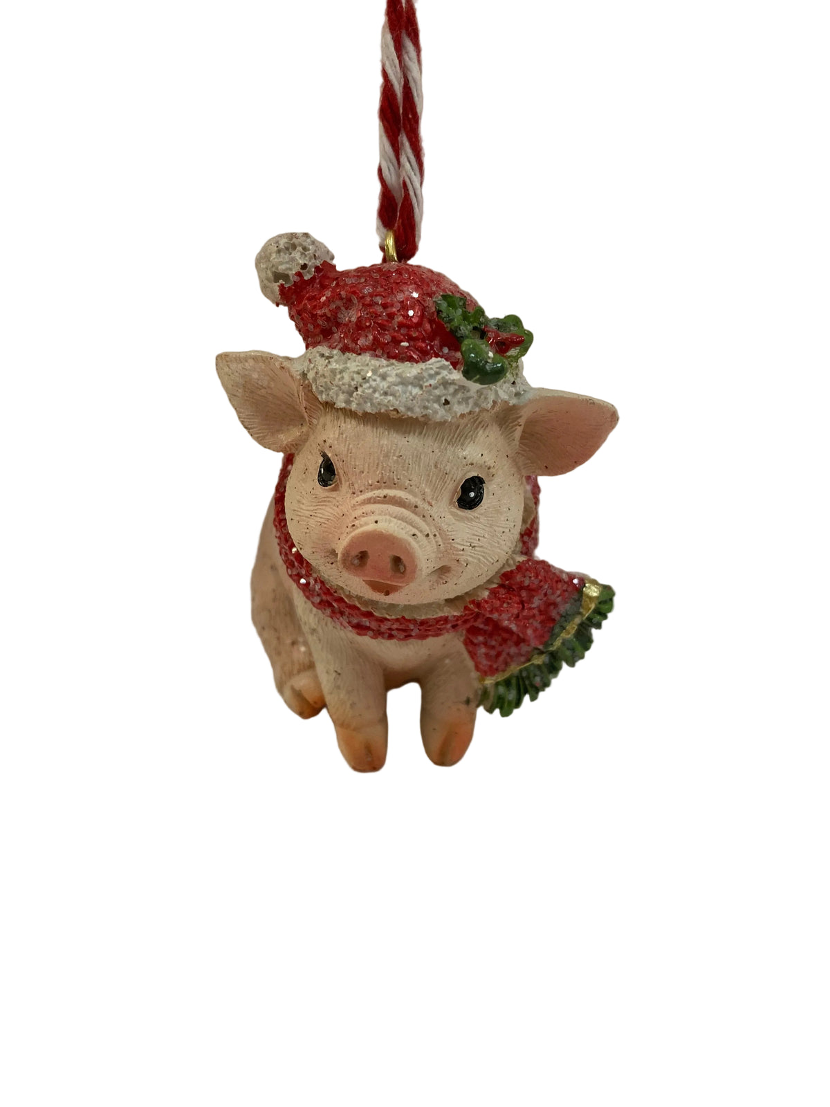Christmas Pig with Beanie Hanging Ornament 42427