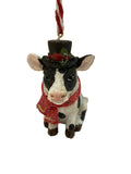 Christmas Cow with Top Hat Hanging Ornament 42427
