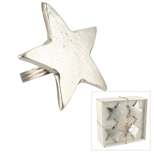 Napkin rings set 4 star 38162