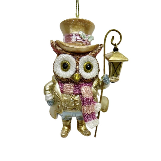 Victorian Gentleman Owl, 10cm Hanging Christmas Ornament 37463