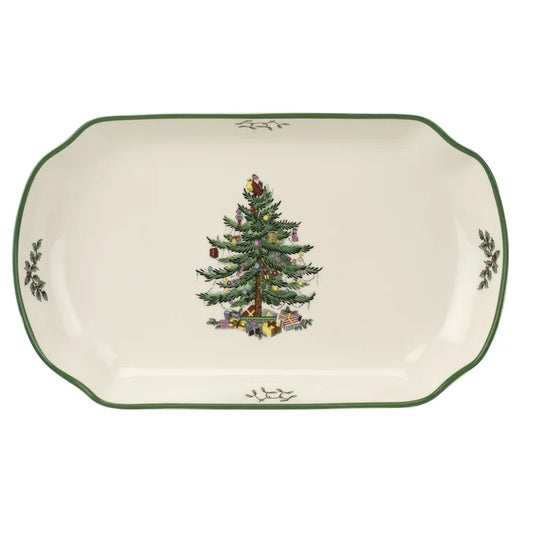 Spode Christmas Tree Rect Scalloped Tray