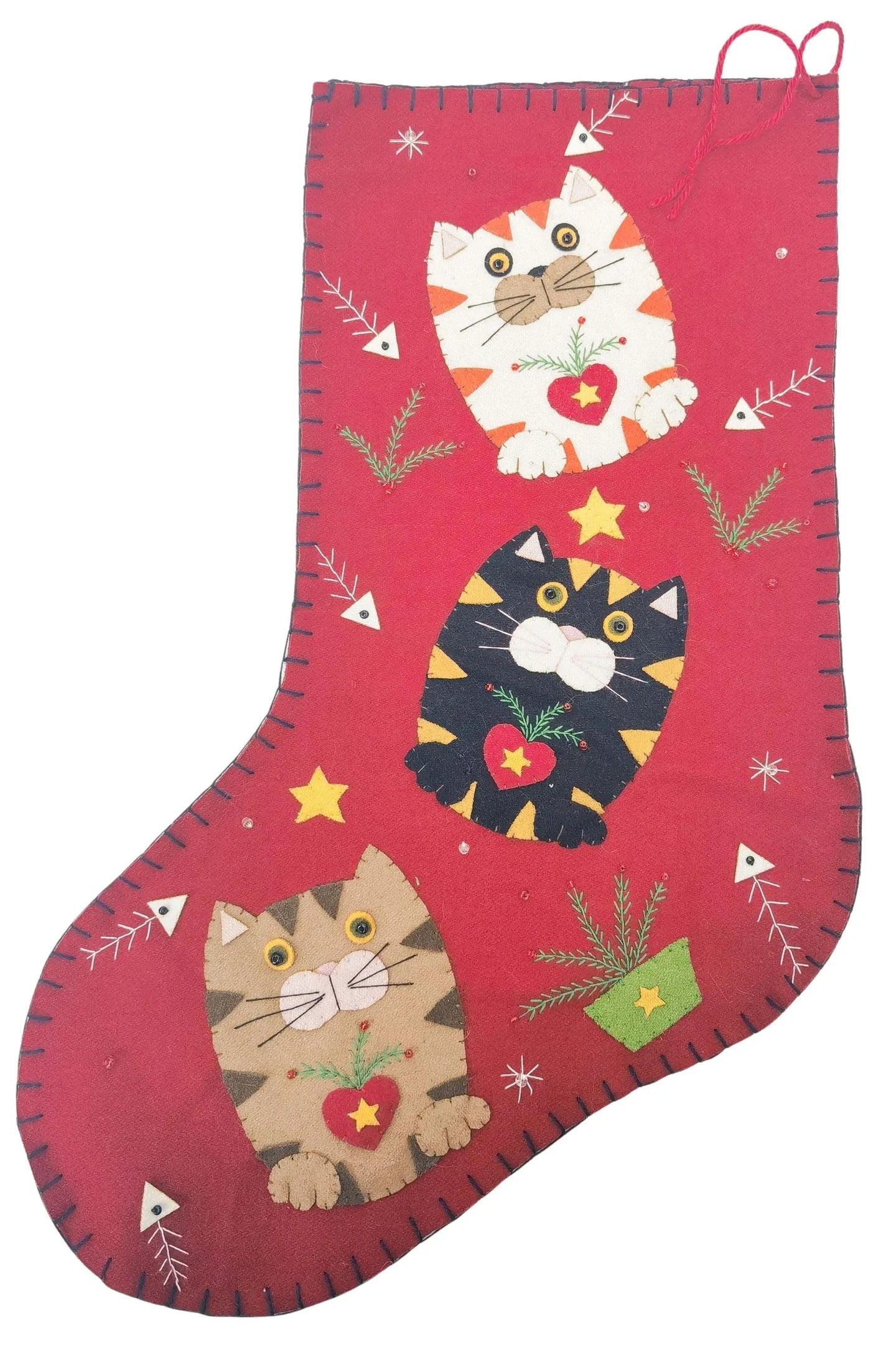 Red Cat Christmas Stocking 45cm 41237
