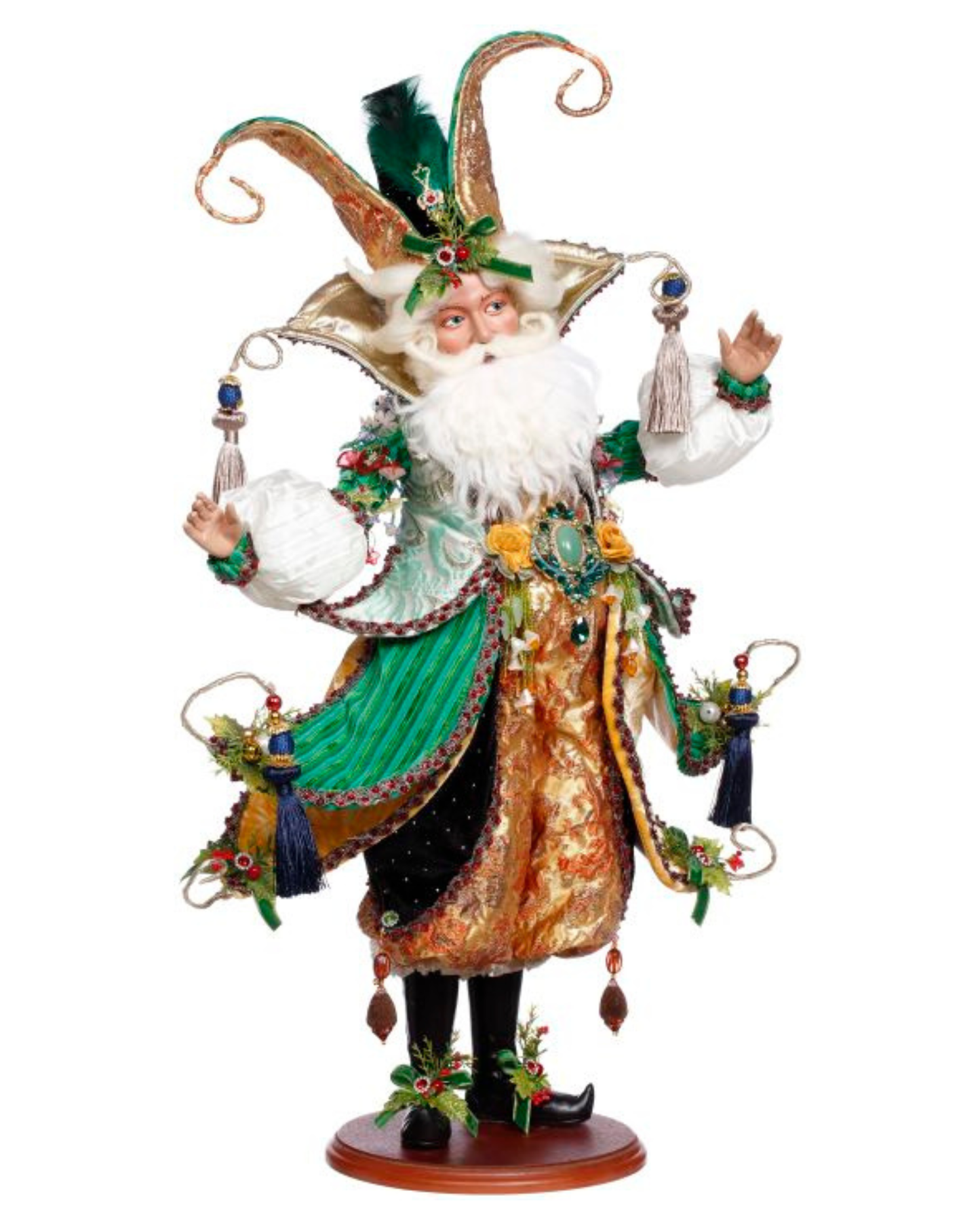 Mark Roberts Venetian Jester Santa - 26 Inches (Green and Gold) 42102