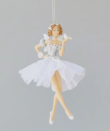 BALLERINA WITH BIRD WHITE & SILVER 28438