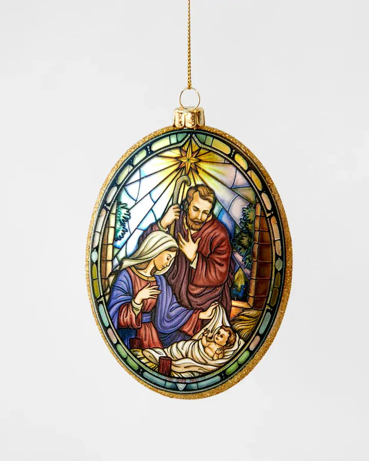 Holy Family Oval Disc Ornament 10cm 42680