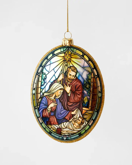 Holy Family Oval Disc Ornament 10cm 42680