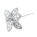 Jewelled Silver Poinsettia Stem 42384