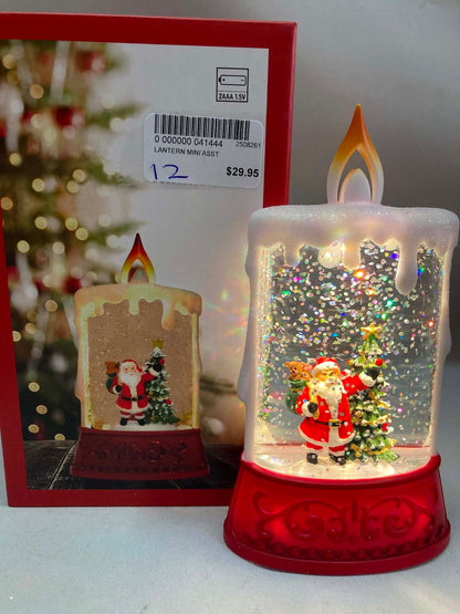 Mini Lantern Snowing Candle with Santa -41444(12)