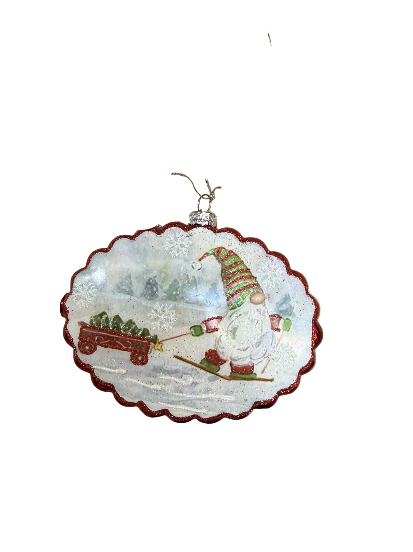 Christmas Gnome Santa Oval Disc Green 41628