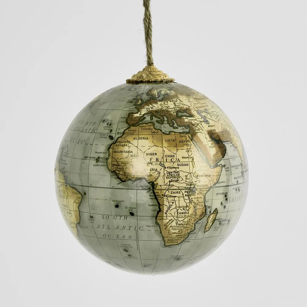 Light Blue Hanging Globe Ornament 39975