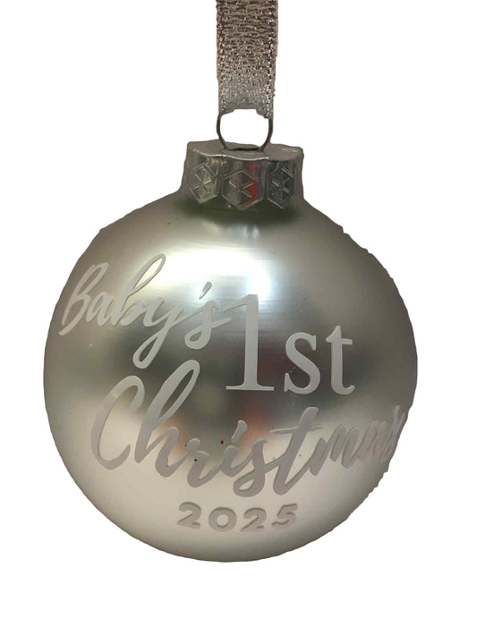 Baby's First Christmas Bauble Matte Silver 25281