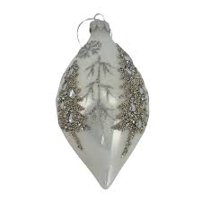 White Silver Tree Long Drop Ornament 40920