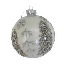 White Silver Tree Ball Ornament 40919