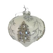 White Silver Tree Drop Ornament 40921