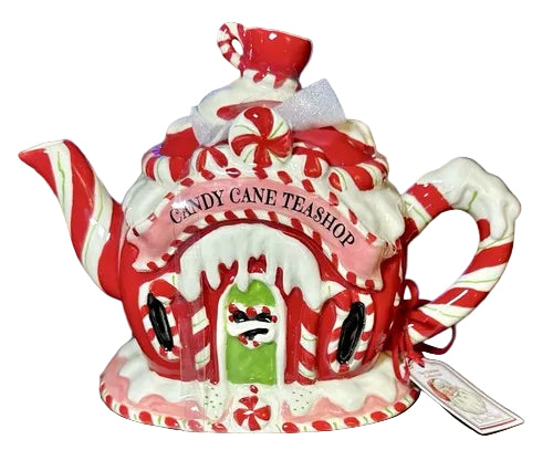 Christmas Candy Cane Teashop Teapot 42875