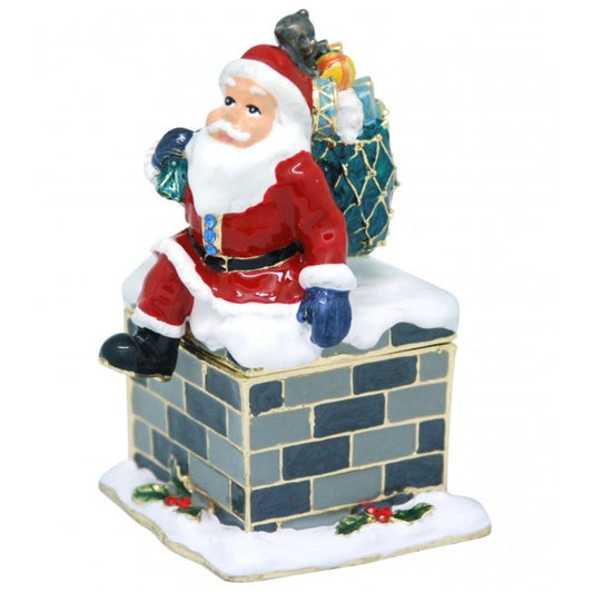 Santa Down Chimmney Trinket Box 35944