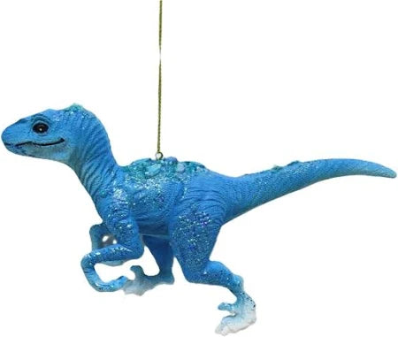 Blue Raptor Dinosaur Hanging Christmas Ornament 36604