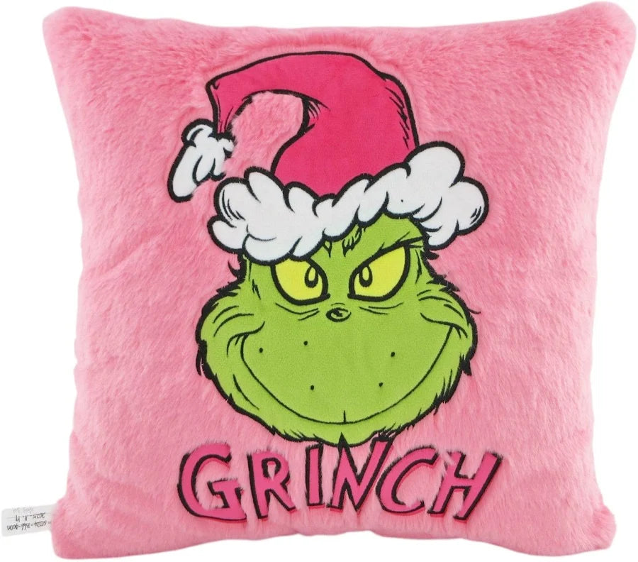 Pink Grinch Cushion with Hat 35cm 37904
