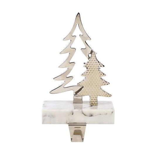 Silver Metal Tree With Marble Base Stocking Holder - 21cm 38170