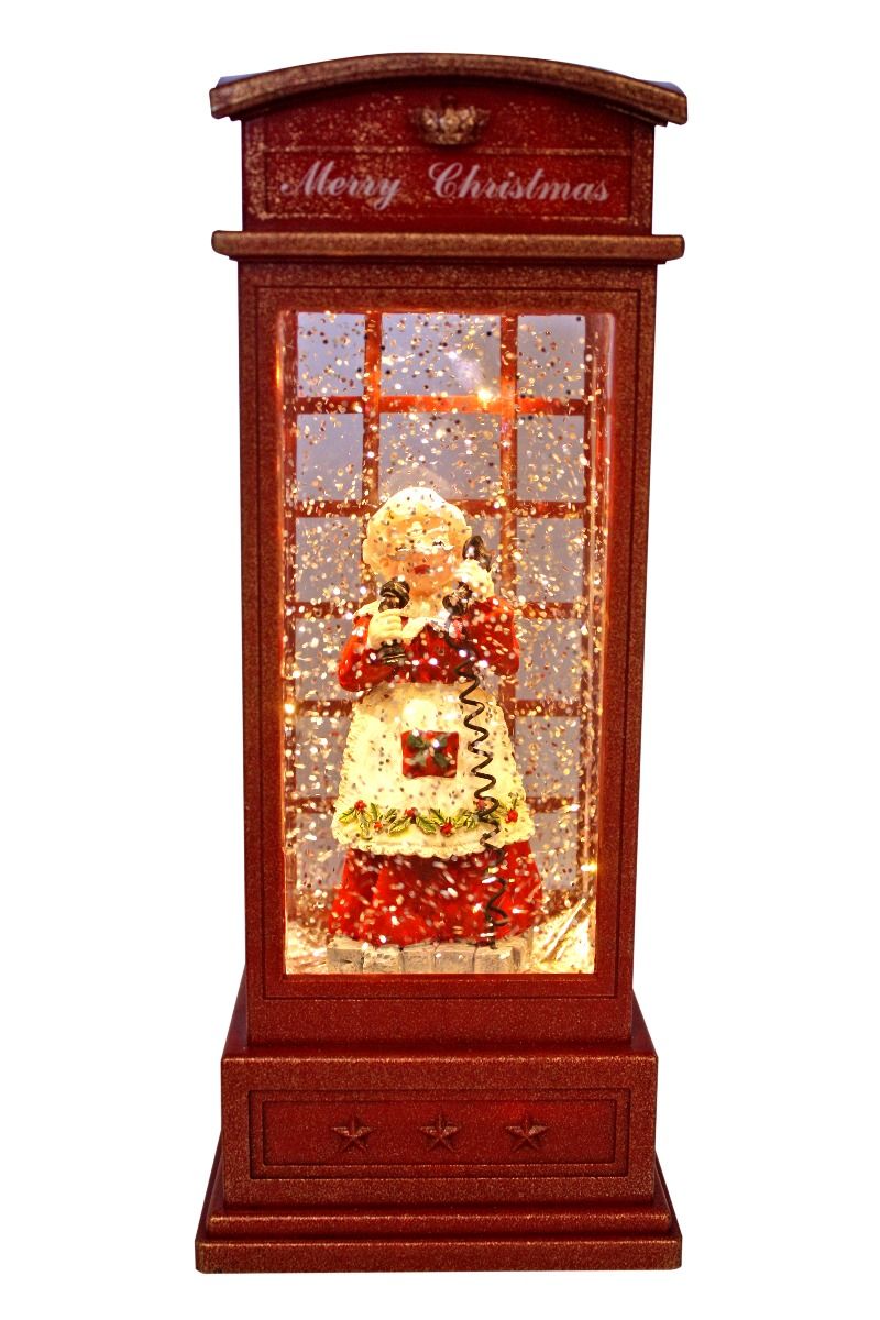 LED W-S Telephone Booth Mrs Claus 32535