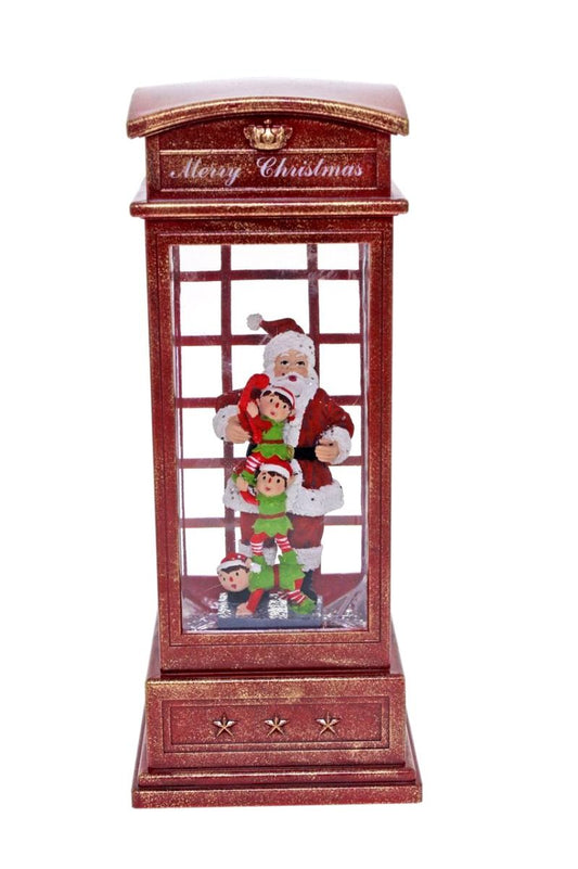LED Lantern W-S Phonebooth Santa/Elves 36302