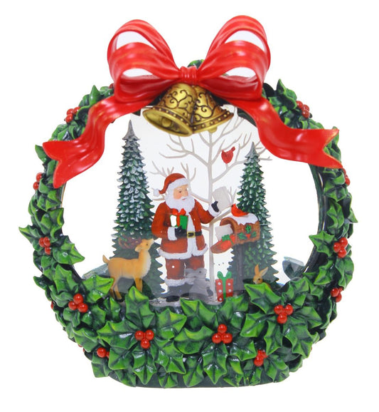 LED W-S SANTA XMAS WREATH 41406