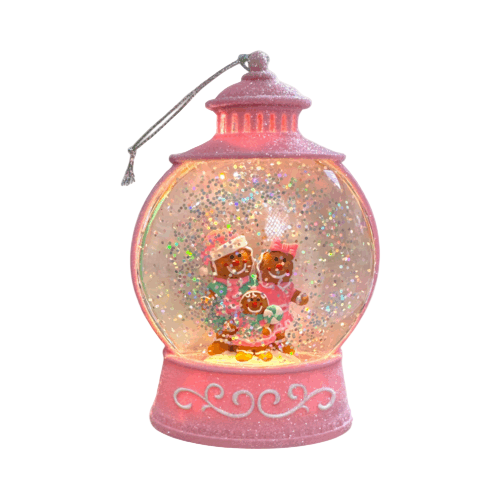Pink Christmas Lantern Gingerbread Family 37691
