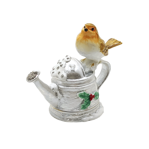 Christmas Robin on Watering Can Trinket Box 41886