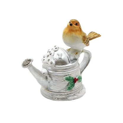 Christmas Robin on Watering Can Trinket Box 41886