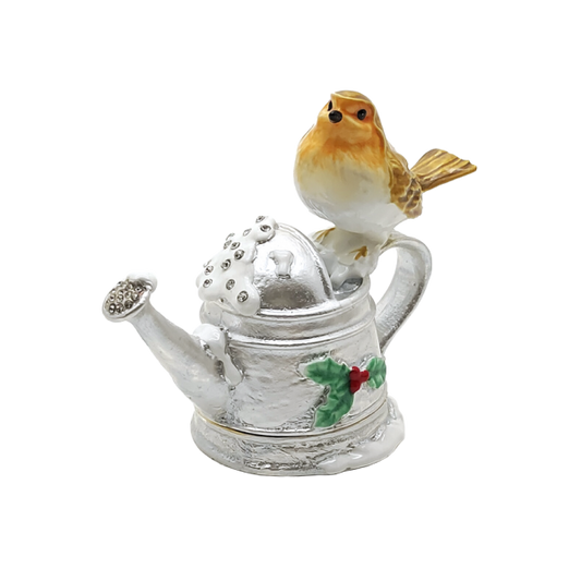 Christmas Robin on Watering Can Trinket Box 41886